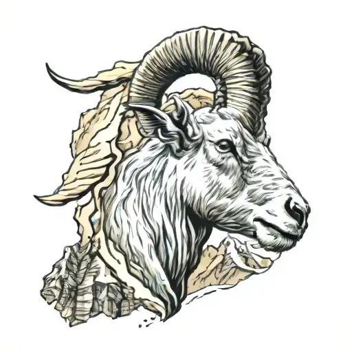 Goat In A Gold Mountain Peak Shaped Like