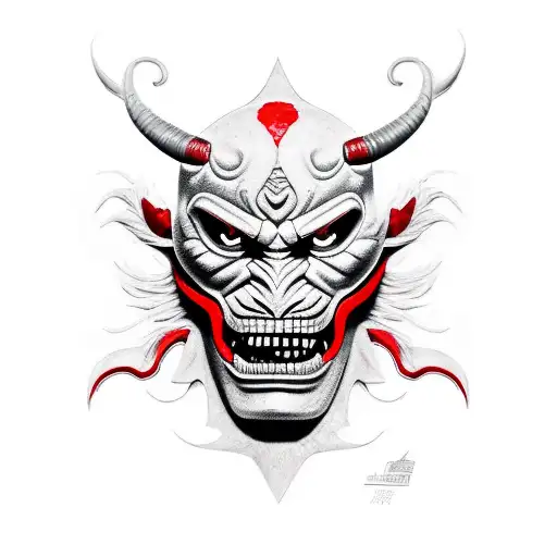Broken Red And Black Oni Mask