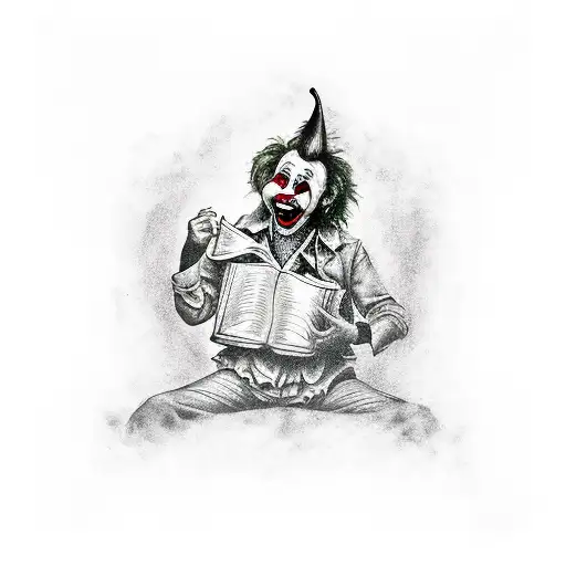 Horror Clown Eating A Book About Love
