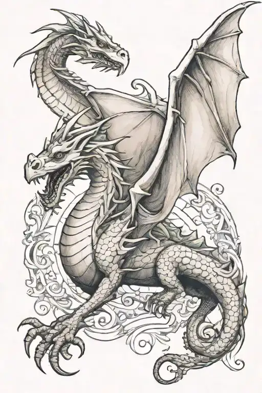 Medieval Dragon Flying