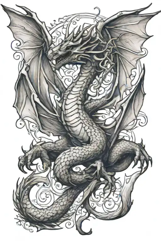 Medieval Dragon Flying