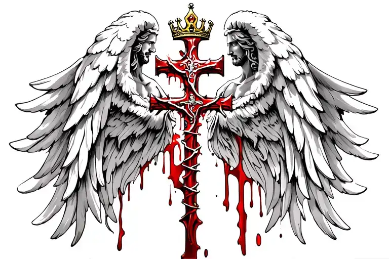 Angel Jesus Crown Spine Blood Cross