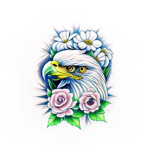 Flowers And Eagle And Bear