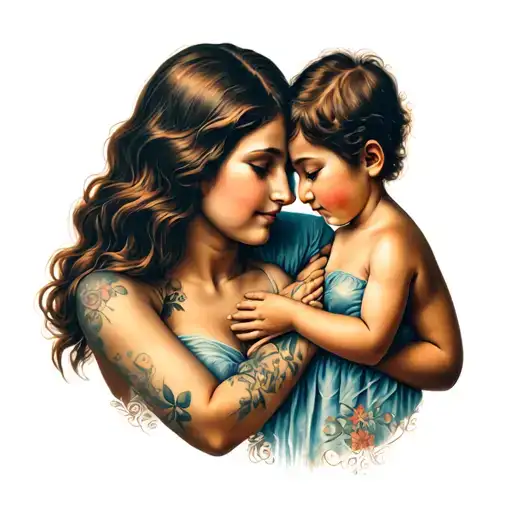 Mother With 2 Child Hands Holding Each Other