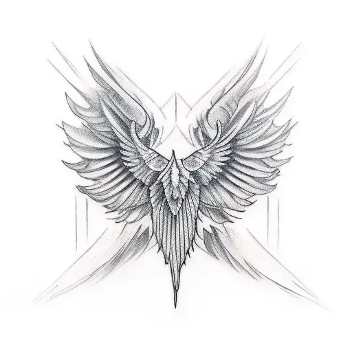 Wing Tattoo That Starts On The Deltoid And Goes Down The Back Of The Tricep
