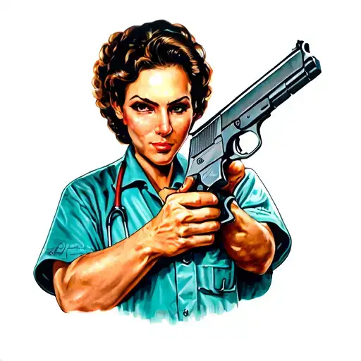 Pharmacist Holding Gun