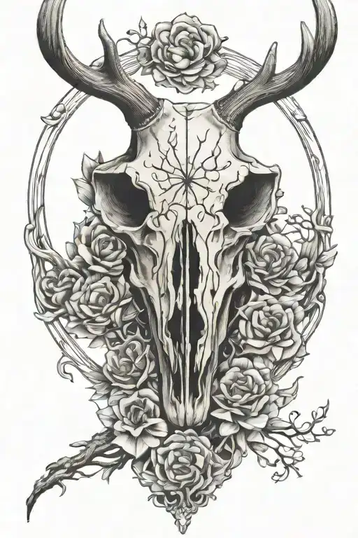 Yin Yang Deer Skull