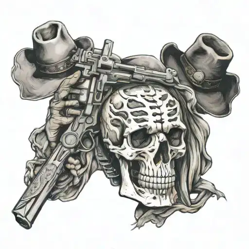 Vaquero Skeleton With Six Shooters