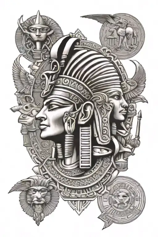 Egyptian Gods And Deities With Other Egyptian Symbols And Background Filler