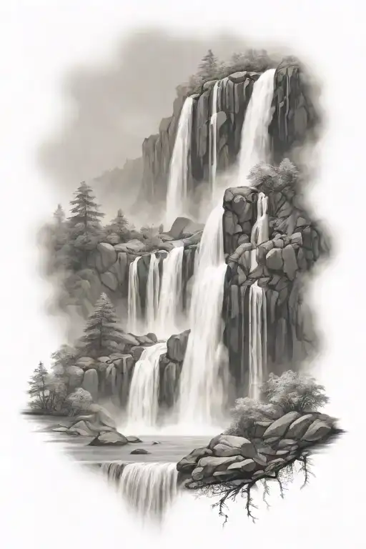 Add A Trail Leading From Right To Left Across The Waterfall