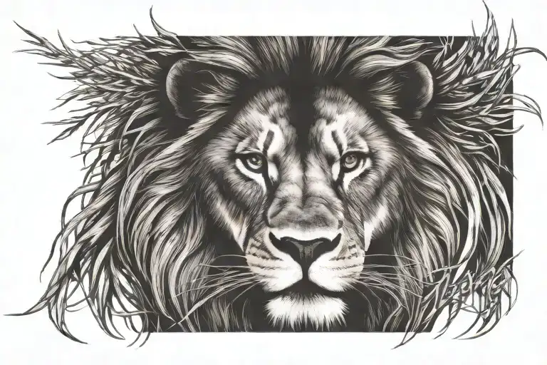 Angry Lion Crown Grass Background