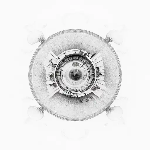 Old Music Hall With One Musician Surrounded By Planets