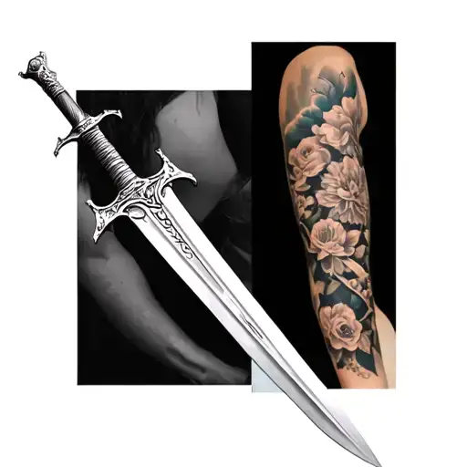 A Sword Wrapped In Florals & Lace Forearm