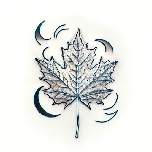 Sexi Lady Virgo With A Maple Leaf And A Full Moon