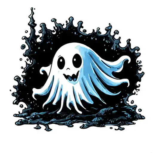 Small Cartoon Ghost In Disney Style