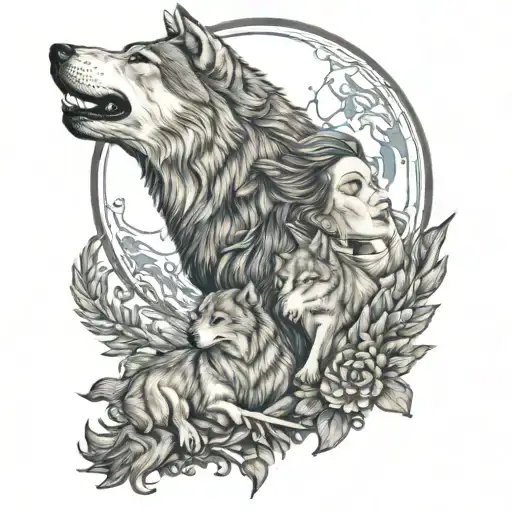 Woman With Wolf Howling