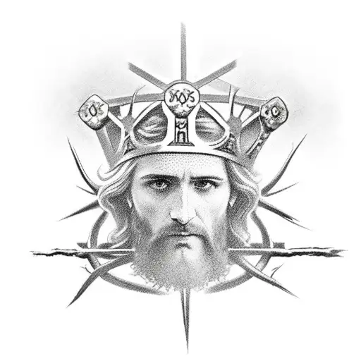 Rugid Cross Of Jesus With A Crown Of Thorns Laid On Top Of It