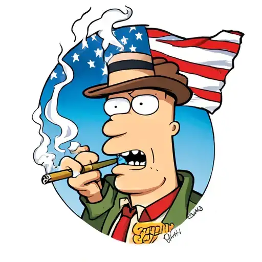 American Dad Smoking A Joint Surrounded