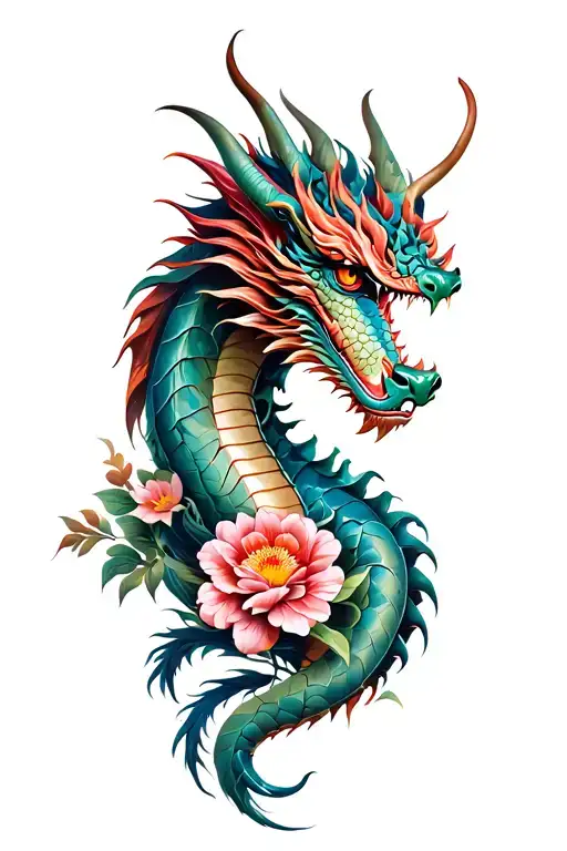 Dragon With Flowers