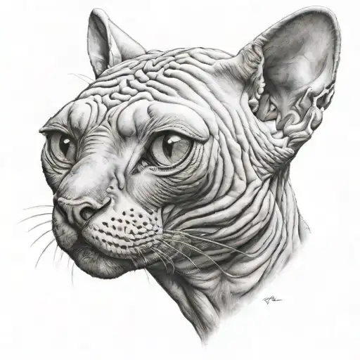 Sphynx Cat With 3 Eye Looking