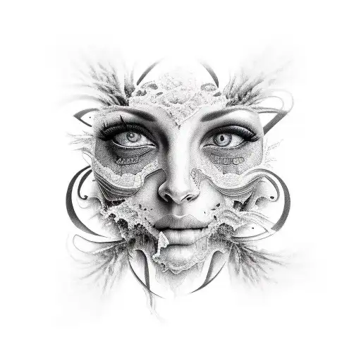 Half Split Face Black And Grey