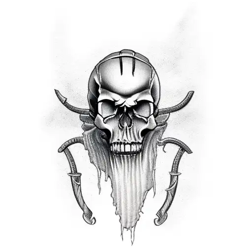 Human Skull Screaming With A Scythe Over His Shoulder And A Hood On His Head