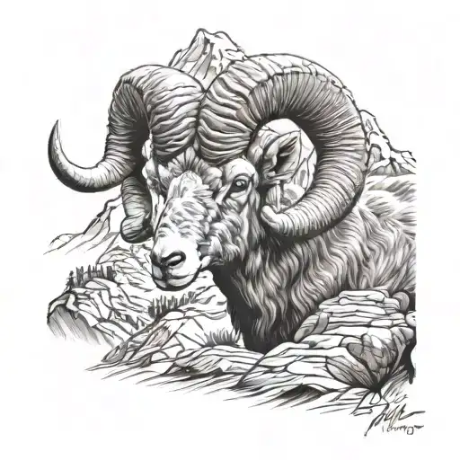Mountain Ram Reared Up