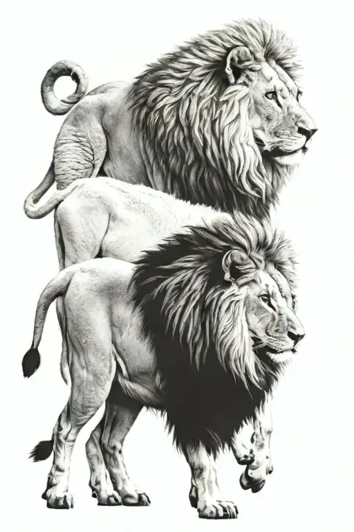 Lion And Sheep Standing