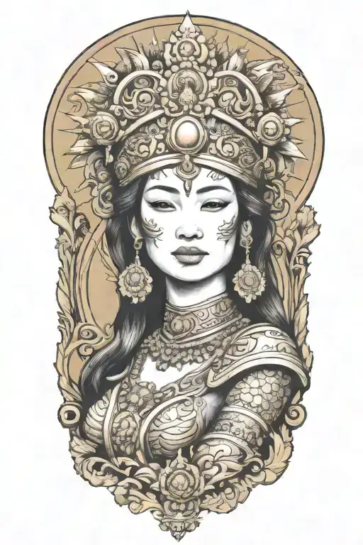 Ship Figurehead Of A Maiden Wearing Golden Thai Headress