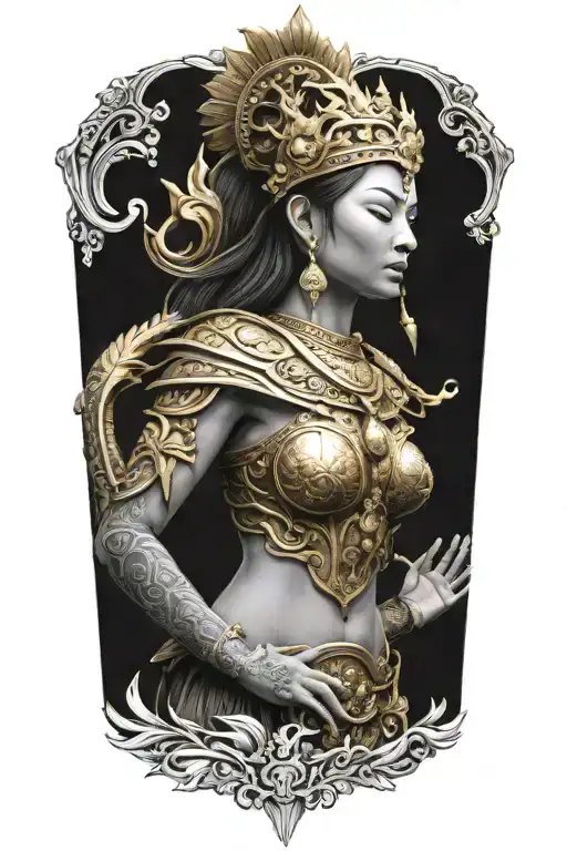 Ship Figurehead Of A Maiden Wearing Golden Thai Headress