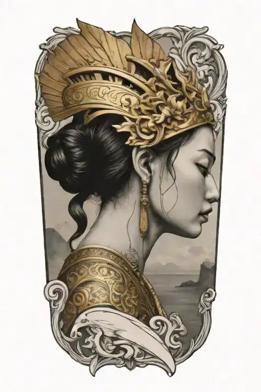 Broken Ship Figurehead Of A Maiden Wearing Golden Thai Headress