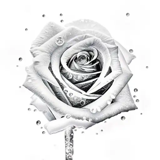 Frozen Rose With Ice Cubes
