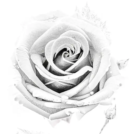 Whole Frozen Rose With Ice Cubes