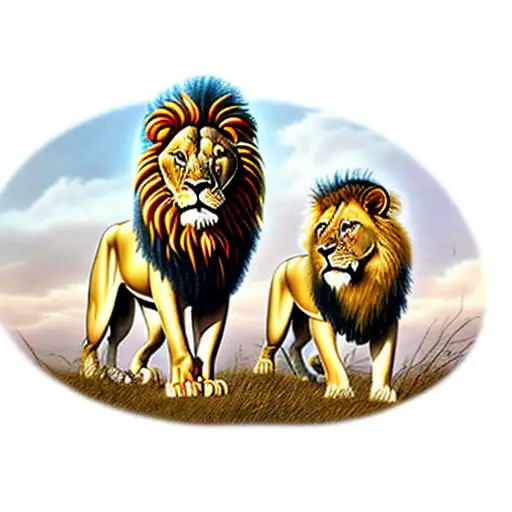 Standing Lion And Lioness