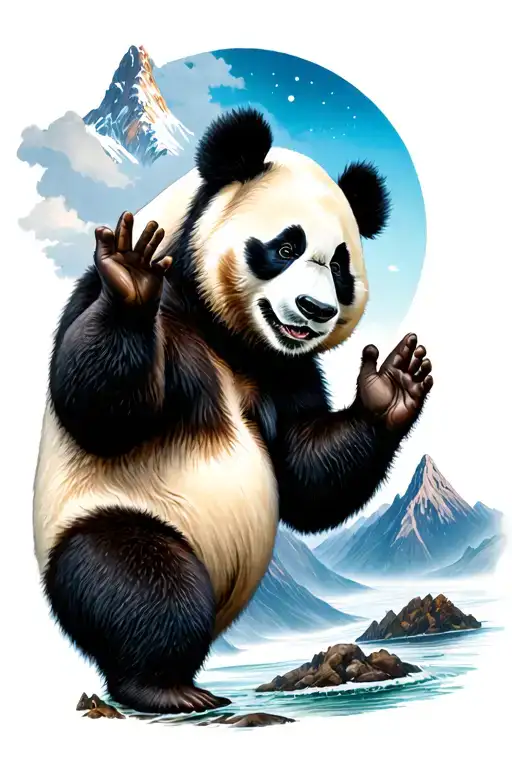 Panda Waving Mountains Vacation