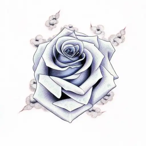 Rose With Blue Butterflies And Smoke