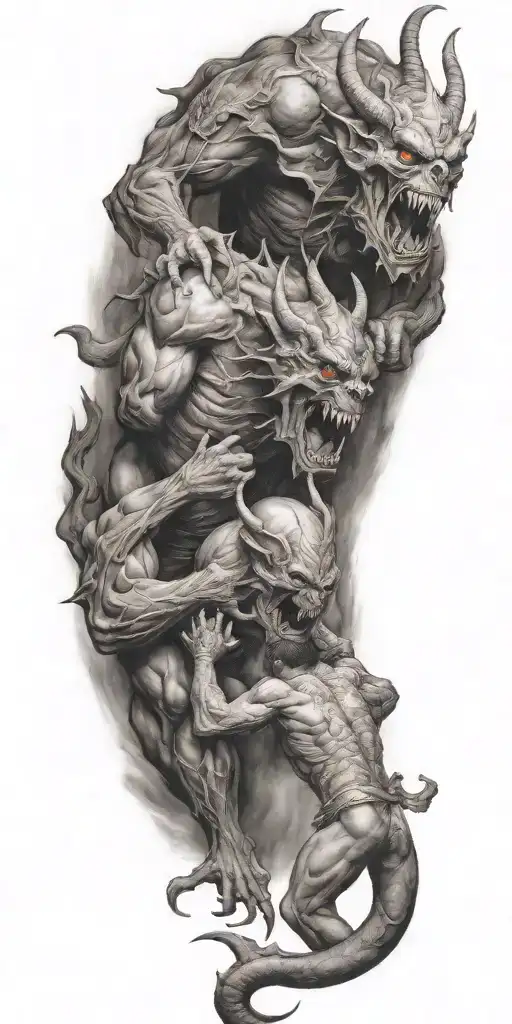 Demons And Monsters Fight Against Each Other