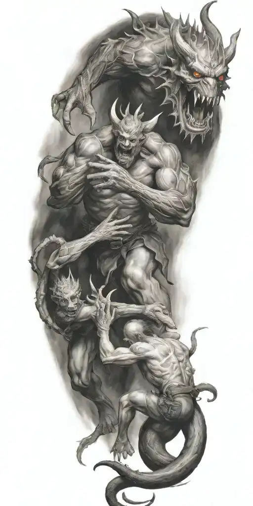 Demons And Monsters Fight Against Each Self Improvement