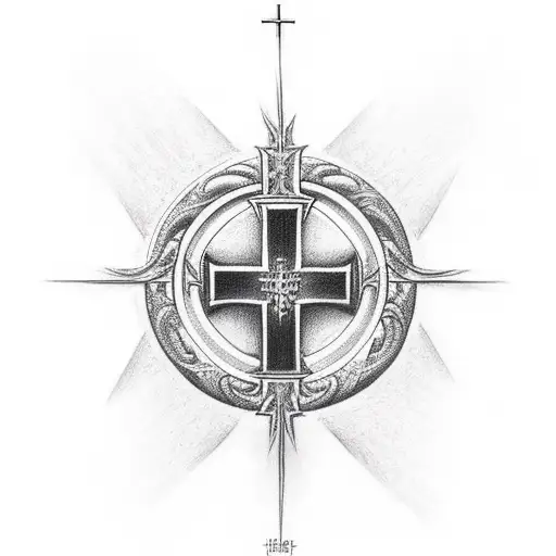 Christian Cross With Fire