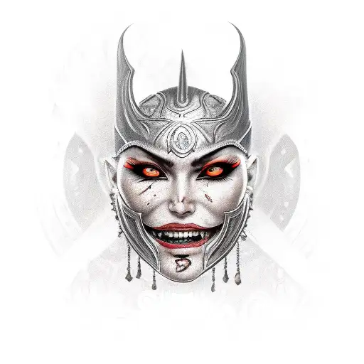 Full Body Female Warrior With Evil Smile