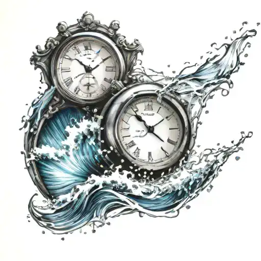 Clock With Waves Inside Crashing