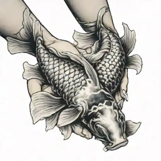 Woman Hands Holding Koi Fish