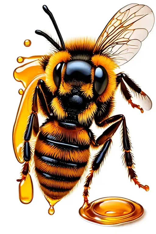 Bee Tattoo Honey Dripping Honey