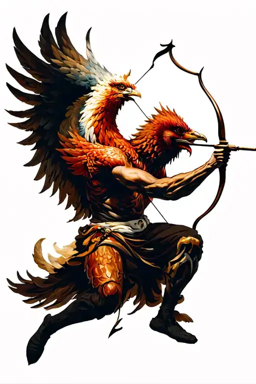 Phenix Rising Behind A Sagittarius Archer Shooting