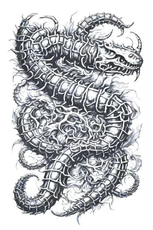 Centipede Whit A Black Bones