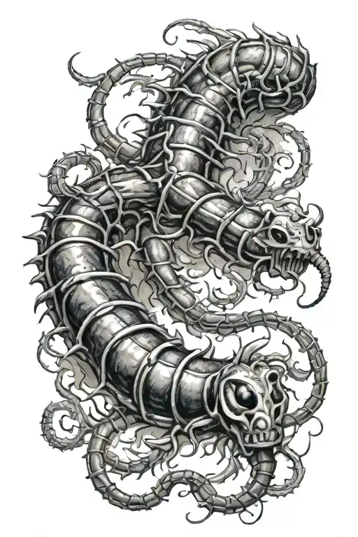 Centipede Whit A Black Bones Longest On Hend