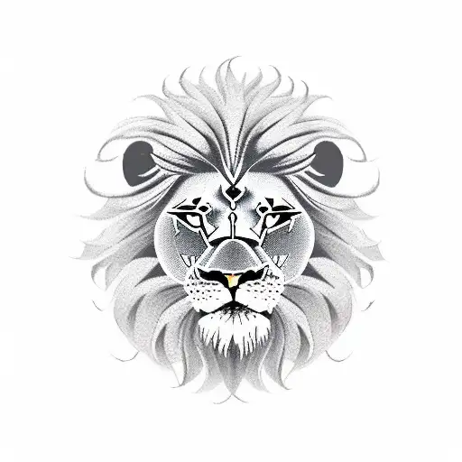A Realistic Lion Head With Event Management Symbols Incorporated