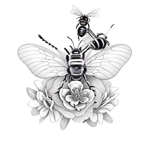 Dna With Flowers And Bees