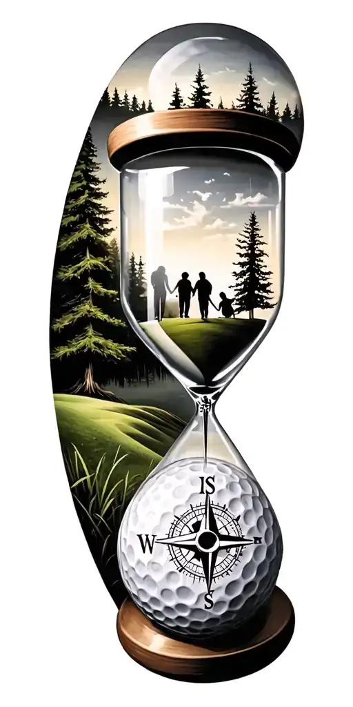 Family And Forest And Hour Glass And Compass Golf Course Golf Ball