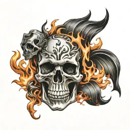 Skull And Flames Wrapped